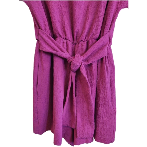 Grayson Magenta Cap Sleeve Shorts Romper Fully Lined Elastic & Tie Waist Size S - Picture 9 of 12